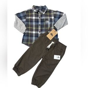 Quiksilver Checkered Shirt and Dark Pants Outfit/Toddler/12 Months